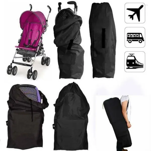 Borsa di stoccaggio Coperchio passeggino Protezione Nylon Carry Borse Pram Black Pusthair Travel