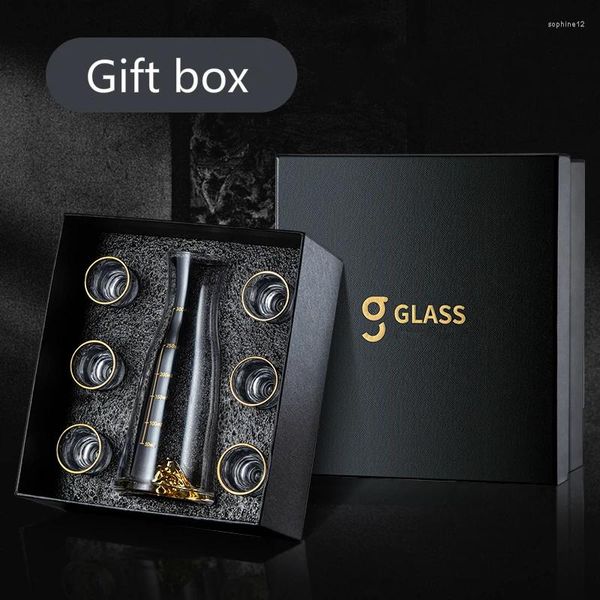 Weingläser High-End-Goldfolie-Schnaps-Tasse Anzug Kristallglas für Home Mini S Chinese Style Fine Divider Geschenkbox