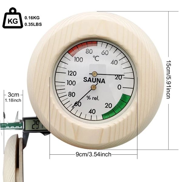 Messgeräte Multifunktionales Zeiger -Thermometer Hygrometer Dampfbox Hygrometer für Badezimmer Sauna Holzscheibenprotokollwerkzeuge geeignet