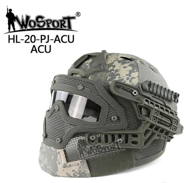 NEU TACTICAL HELM BJ MH PJ ABS MASK mit Schutzbrille für Airsoft Paintball Army Wargame Motorradfahrrad -Huntung1738776
