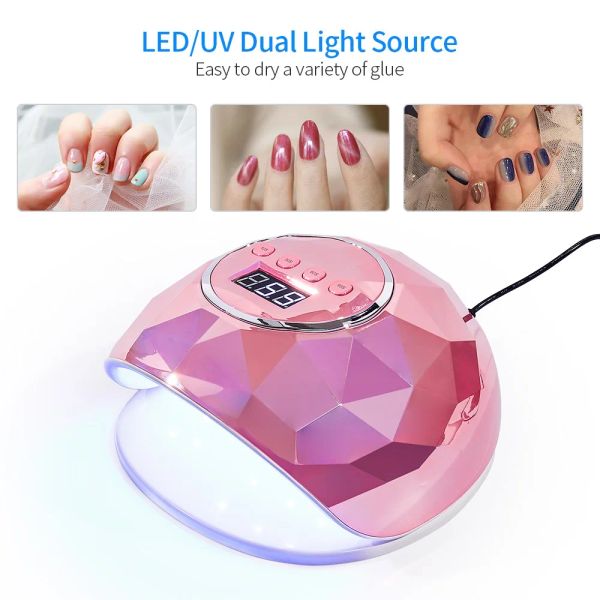 Armas 78W Laser Color UV Lâmpada Manicure Secador de unhas 39 LEDS Lâmpada de unha Fast Curing Gel Polish Ice Lamp com sensor Timer LCD Display