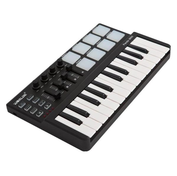 Whole Panda Mini Portable Mini 25Key USB -клавиатура и барабанная падция MIDI Controller84961103570318