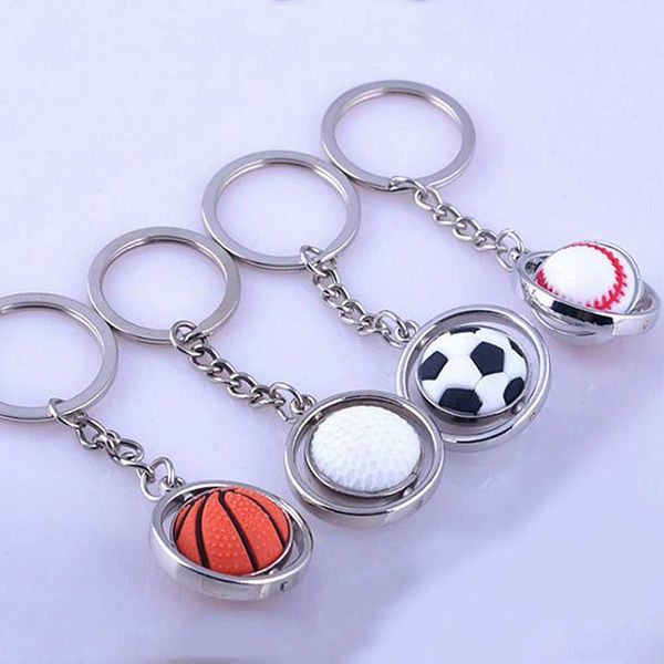 Keychains Bedanyards divertidos girando mini basquete de basquete Keychain Football Golf Rugby Bolsa de bolsa pendente Fã de esportes Charm Q240403