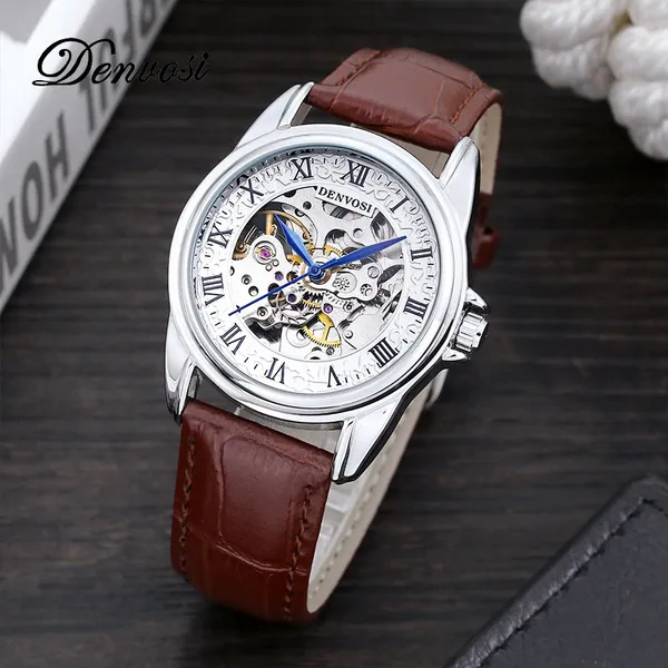 Orologio meccanico automatico MENS MECCANICO GLOW HOLLOW nella fascia orologio da orologio da uomo di alta qualità da uomo di alta qualità