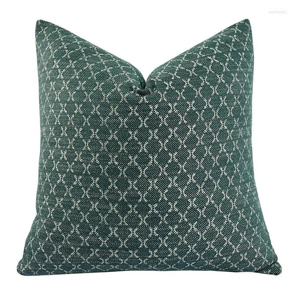 Travesseiro vintage tecido cinza verde linhas de sorriso padrão capa quadrada sofá casas decorativa 45x45cm