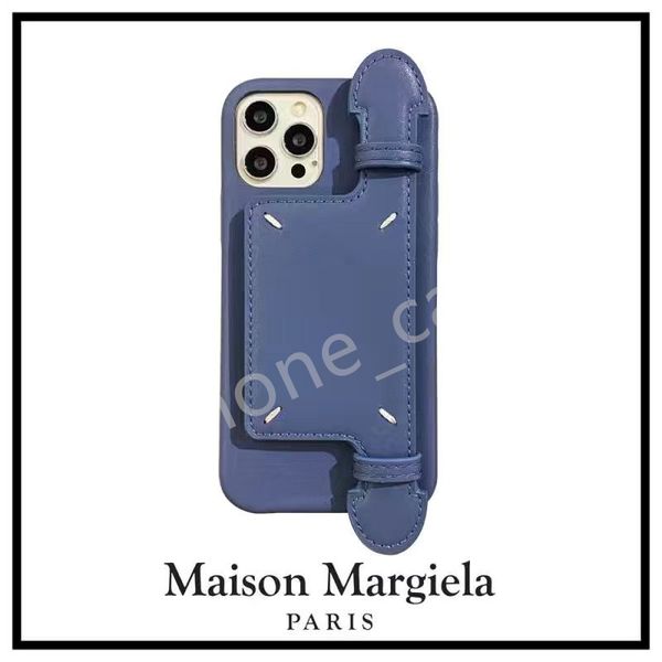 Mm6Margiela CaSetify Luxus Apple Designer Telefon Hülle Designer iPhone Hülle 15 Pro Max 14 13 12 11 Buchstaben Druck Schlinge Rückdeckhandbackkartenhalter Tasche Blau