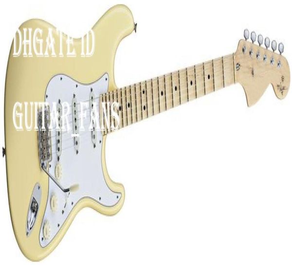 Creme branco de creme branco vintage Yngwie Malmsteen Fingerboard de bordo recortado Big Head St 6 String Guitar Guitarra Guitarra Drop Shippin7609931