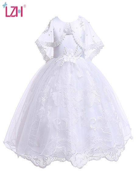Lzh Kids Dresses for Girls Lace Princess Dress White Flower Girls Dress Wedding Children Birthday Party Dress Bilns Abbigliamento 2103439720