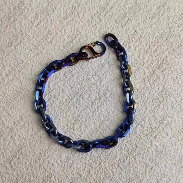 Braccialetti Link a causa della catena fatta a mano in titanio arcobaleno a mano unisex gioielli industriali bracciale puro 7,0 mm larghezza