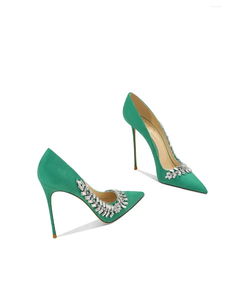 Scarpe eleganti Spring Women's Green punta in bocca poco profonda con i tacchi sottili