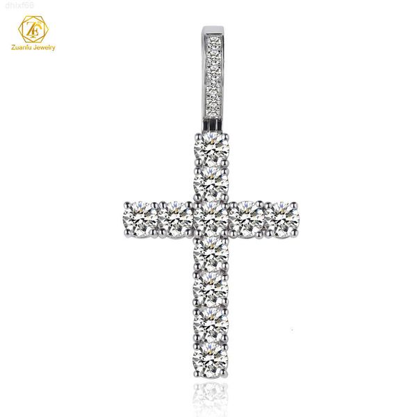 5mm Laboratuar Diamond D VVS Yuvarlak Şekli 925S 10K 14K 18K Haç Jesus Lab Diamond Kolye