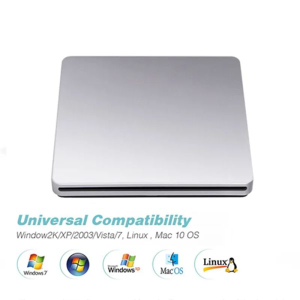 GUIDA KUWFI DVD RW USB 3.0 Burner portatile DVD esterno DVD CD/DVD ROM Player Slotin Drip Read Writer Super per laptop