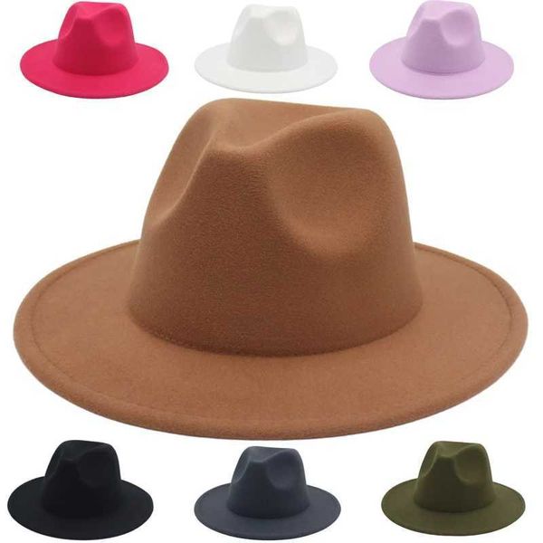 Cappelli larghi secchio classico Donne Fedora Autunno inverno Gentleman jazz Hat Hat per uomini abiti da donna retrò Church Lady Q240403