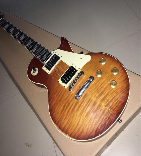 Ganze handgefertigte Relikte Flamme Maple Muster Top E -Gitarre Sunburst Gitar Hals Körperteile 5193236