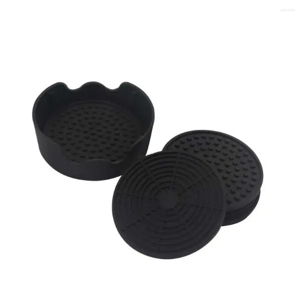 Tavolo tavolino sottobicchieri di bevande silicone rotondato di design anti -slip circolare nero 4,3 pollici