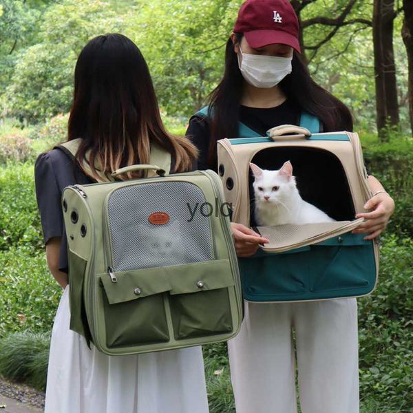 Kedi Taşıyıcılar Sandıklar Torba Portatif Uzay Pet Pet Backpack Kabin Kedi Köpek Kafesi Katlanır Katlanır Nefes Alabilir Büyük H240423