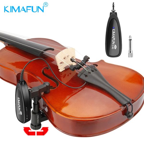 Microfoni KIMAFUN Microfono violino wireless 2.4G Sistema di microfono per strumenti musicali wireless per trasmissione audio di violino