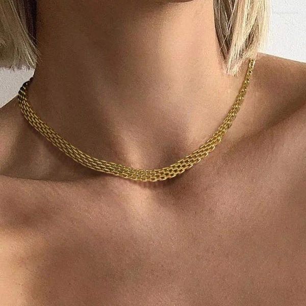 Ketten Mesh Halskette Frauen 18K Gold Plated Link Chain Choker Minimalist Chunky Hochzeit Geschenk