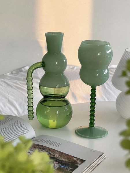 Copos de vinho Caseiro Creative Decanter Summer Summer Settle Conjunto de vidro colorido Copo de vidro alto Vintage S Cálice