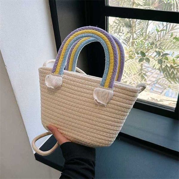 Bolsas de praia casuais verão fofo arco -íris nuvem portátil