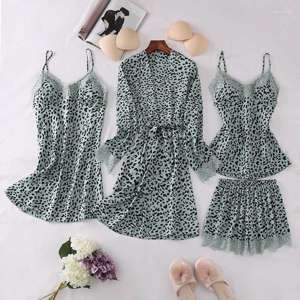 Abbigliamento da casa Leopard Piajamas Set Women Sexy Sleep abbiglia