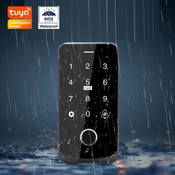 Bloquear Tuya Smart Door Access Control Controller IP65 Cartão de impressão digital à prova d'água App NFC App Password Desbloquear Máquina de controle de acesso