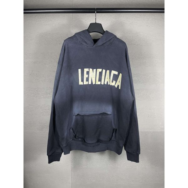 Balencig con cappuccio con cappuccio con cappuccio con cappuccio con cappuccio con cappuccio di alta qualità di alta qualità paris 23ss new b home tape giallo stampare lavatura usurata maglione usurata k 36pk vu0j