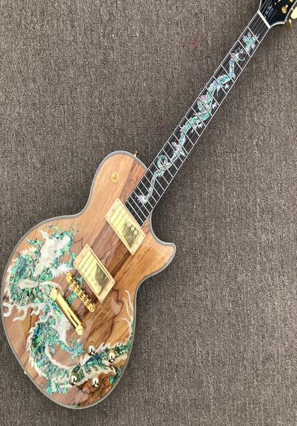 2021 Dragão de guitarra elétrica Dragão abalone embutido de pau -rosa dragão embutido abalone em decomposição Wood3870395