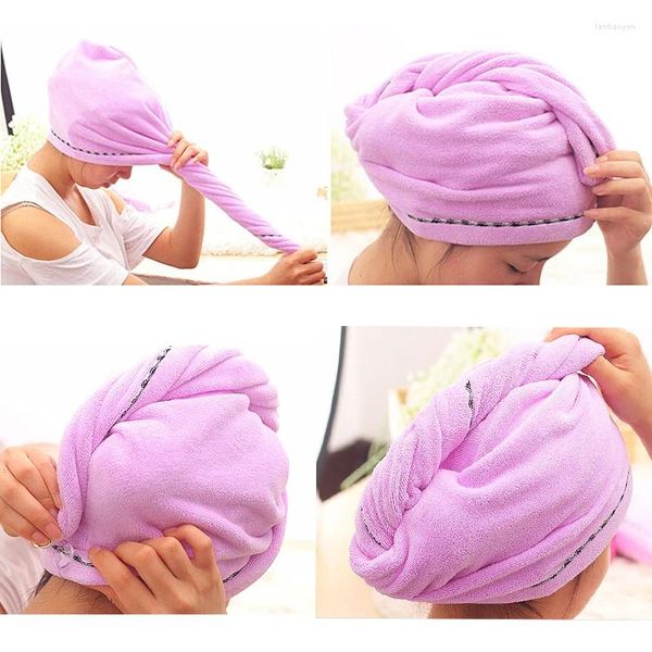 Microfibra de toalha após o chuveiro Secagem de cabelo Womens Girls Girls Lady's Quick Hat Hat Cap Turban Head Bathing Tools U3