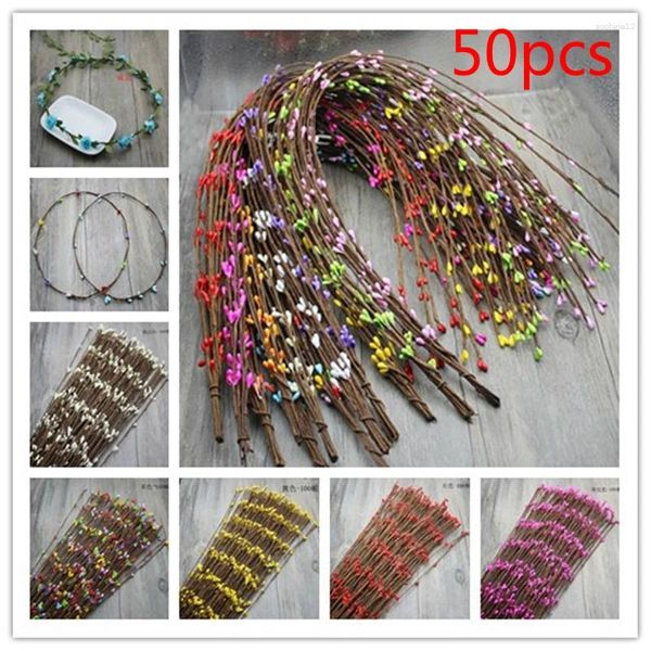 Dekoratif Çiçekler 50pcs 65cm Renkli Rattan Yüzük Yapay Çarşeli Dışkanlıklar Çerçeve Noel Ev Dekor Diy Çiçek Düğün Çelenkleri