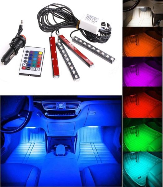 20 conjuntos 12V Flexible Car Styling RGB LED TRILHA LUZ ATMOSFERAÇÃO DE DECORAÇÃO Lâmpada Luz de neon interior com cigarro controlador 4400658