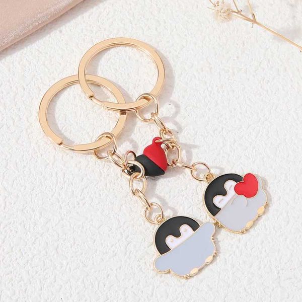Schlüsselanhänger Lanyards niedlich Herz Magnet Penguin Schlüsselbund schöne Aniaml Schlüsselkette zum Herstellen von DIY -Schmuckzubehör Halskette handgefertigt Q240403