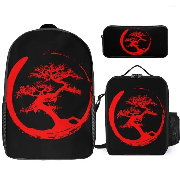 Rucksack ENSO Circle und Bonsai 14 sichern komfortable Infanterie -Pack 3 in 1 Set 17 Zoll Lunchbag Stiftschulen Neuheit