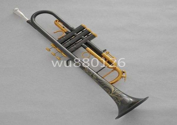 BB Trompete Messing Schwarz Nickel Gold plattiert Musikinstrument B Flat Trompete Horn kann anpassbares Logo mit Mundstück mit Gehäuse1942349