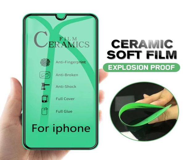 Protetores de tela Nano Explosão Provam vidro temperado de cerâmica macia para iPhone 12 mini 11 Pro Max X XS XR 8 7 6S 6 Plus SE ProtectO7229155