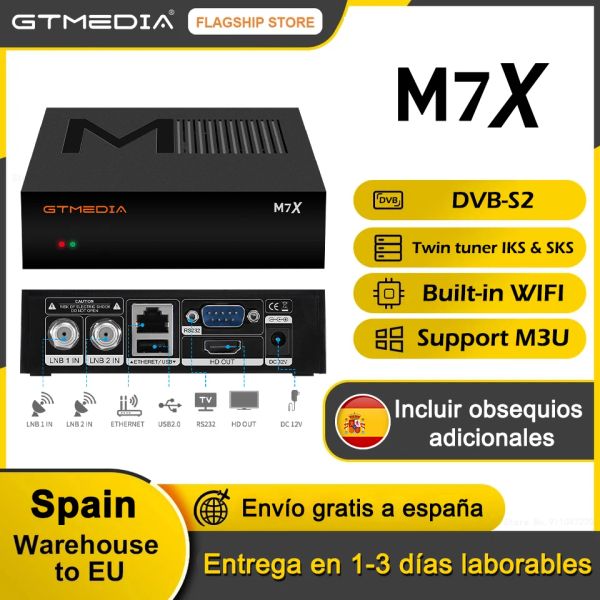 Box 2022 Neues GTMedia M7X Satellite Receiver TV Box gebaut 2,4 g WiFi 1080p DVBS2 VCM/ACM/Multistream Support LKs SKS