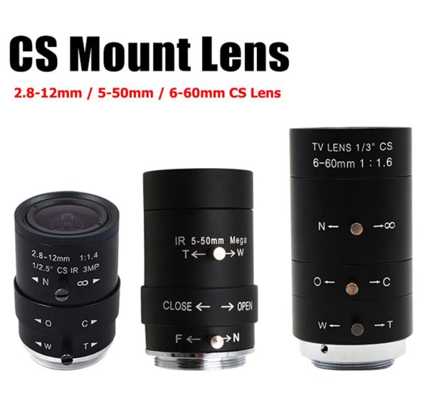 Parçalar ELP HD CS Mount 2.812mm/550mm/660mm manuel zoom CCTV Güvenlik USB kameraları için değişken cs lens