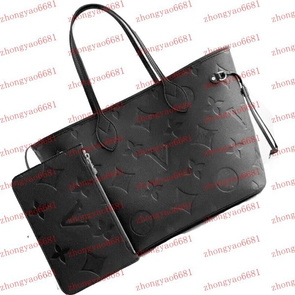 MM Größe 40156/M40995 Luxus -Designer -Tasche Naverfulld geprägte schwarze Blume Frauen Handtaschen Umhängetaschen Fashion Composite Lady Beach Clutch Tote Bag Handtasche Brieftasche