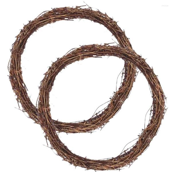 Flores decorativas 2 PCs Uva videiras Rattan Garland Wreaths Porta de madeira Twig Frames de galhos de madeira