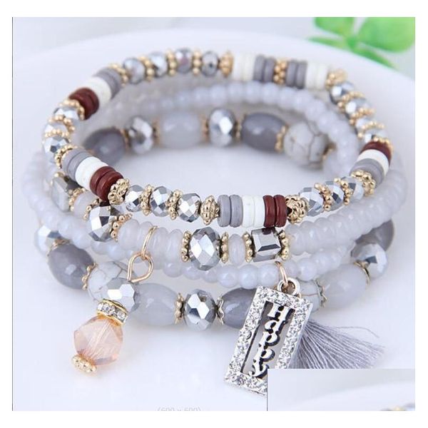 Nappina di perline e ciocche felici fascino Bracciale MTI Crystal MTI Crystal a mano per donne set all'ingrosso boemia gioielli 6 gocce del dhwf0