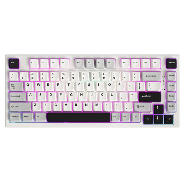 Ratos yunzii yz75 branco 75% Hot Swappable Wireless Gaming Keyboard, luz de fundo RGB, BT5.0/2.4G/USBC, para Linux/Win/