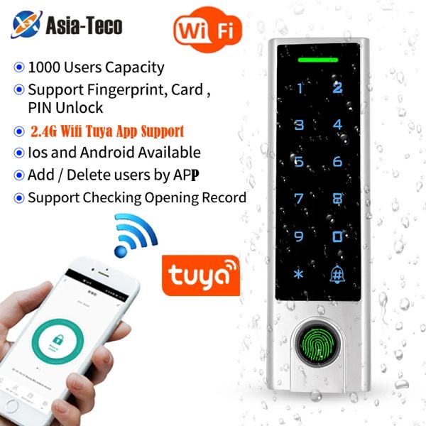 Клавиатуры Wi -Fi Tuya App Smart Lock 125 кГц контроллер доступа RFID IP66 Водонепроницаемый контроль доступа к отпечаткам отпечатков