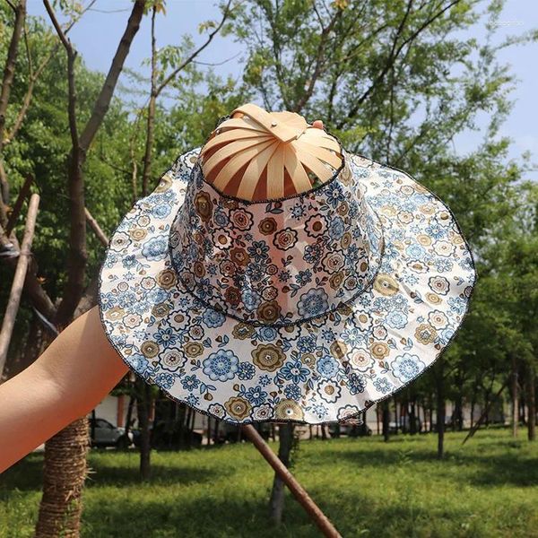Figurine decorative fan primaverili e estivi Sun Shade Sunlen Cleasel Bamboo Cappello Fant Multifunctional Travel
