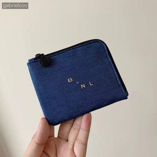 Дизайнер джинсовый синий кошелек Azure Small Card Bag Classic Logo Print Zipper zipper помада