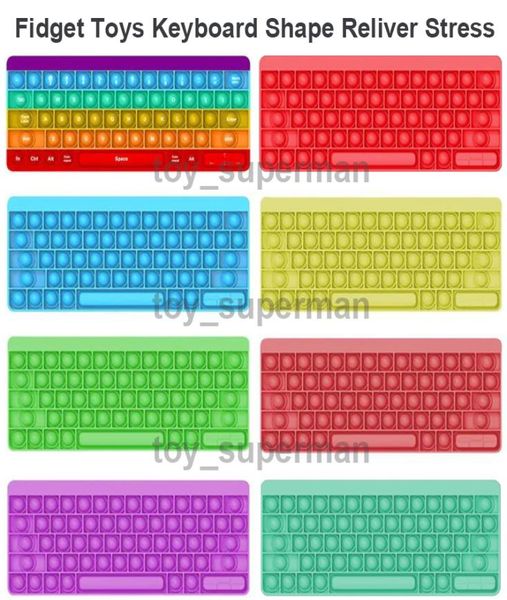 Toys Design de teclado Bubble sensorial arco -íris Silicone Stress Relester Decompression Toy para necessidades especiais para crianças adult6420351