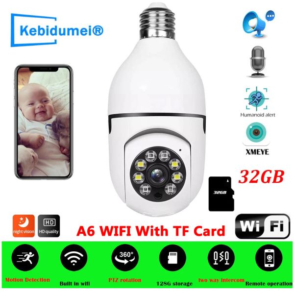 Webcams 3MP WiFi IP -Kamera 4K HD Cam 32GB TF Night Vision Smart Home Audio Video Wireless Kameras Outdoor -Überwachungskamera AI Human Zoom