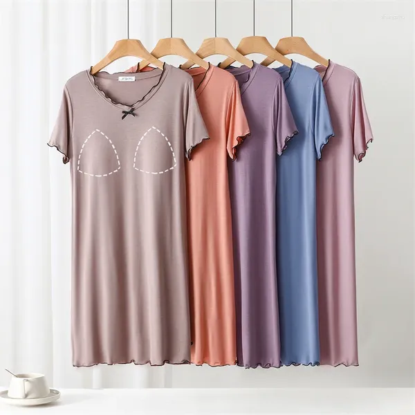 Lässige Kleider modaler BH gepolstert Schlafdress Kurzärmele Sommer Frauen -Hauswarenkleid mit soliden Farbe Plus Size Home Clothing