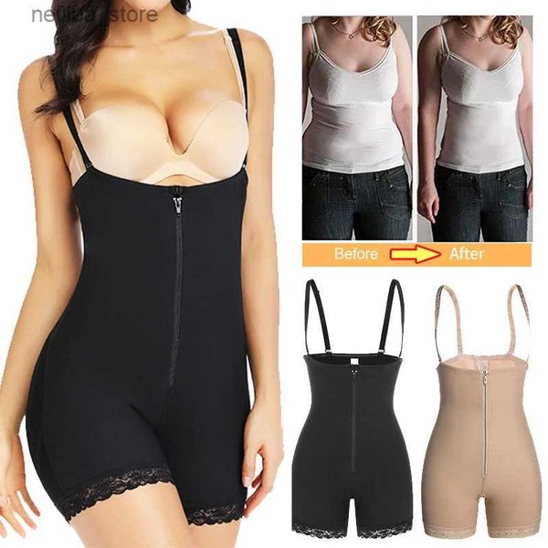 A cintura barriga Shaper Shapewear para mulheres Controle de barriga Fajas Colombianas Shaper Full Corpo Zipper Open Bustent Bodysuit da cintura do coreso L2447