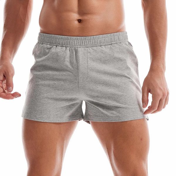 Mens algodão sono Bottoms Lounge Home Pijama Shorts Caustra elástica Boxadores de roupas íntimas sólidas respiráveis Man Jogger Yoga Sport 240407