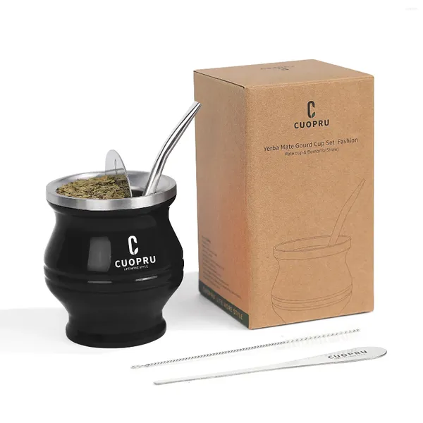 Canecas Yerba Mate Cup Bombilla Conjunto - O 5 em 1 inclui um modelador moderno (conjunto)